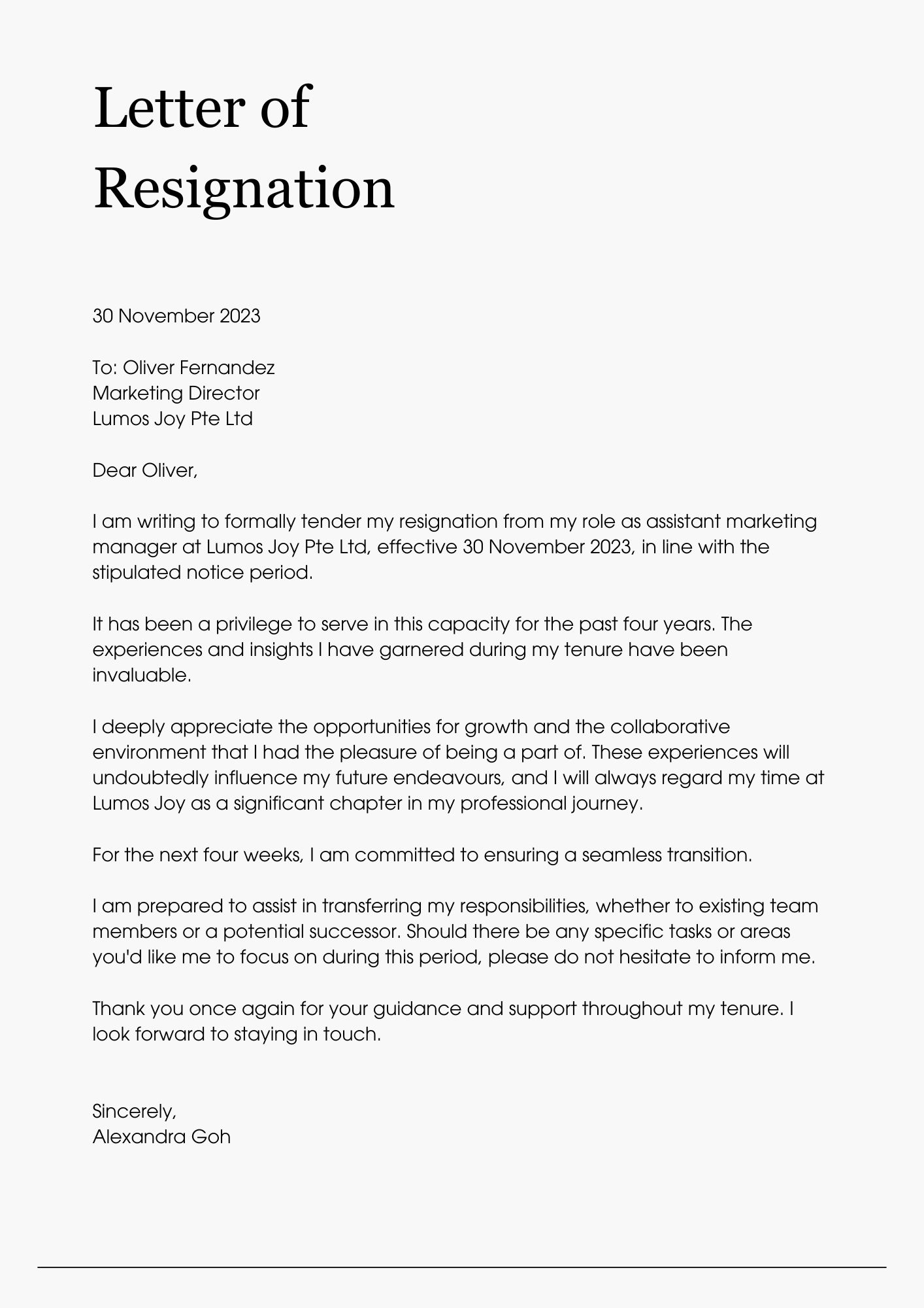 Resignation Letter Template 